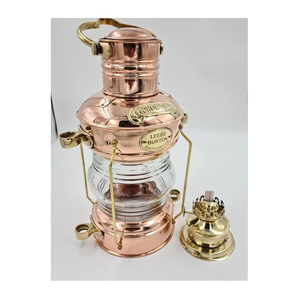 new Brass & copper Anchor Oil Lamp Leeds Burton Nautical Maritime 14" Ship Lantern Rustic Vintage Home DecorAntique Boat Lantern