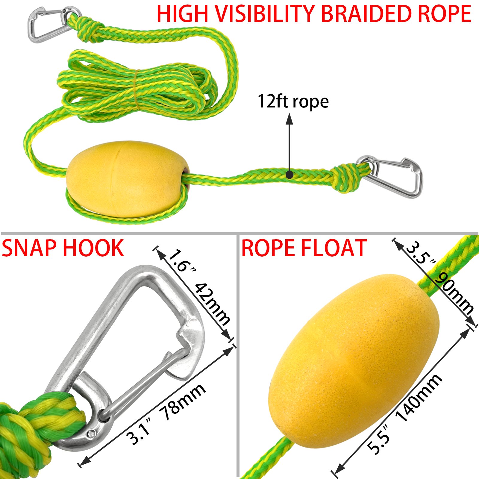 Sand Anchor System for PWC, Kayak, Small Boats - Includes Anchor Bag, Buoy,12' Line W/Snap Hook Waterproof Bag Set