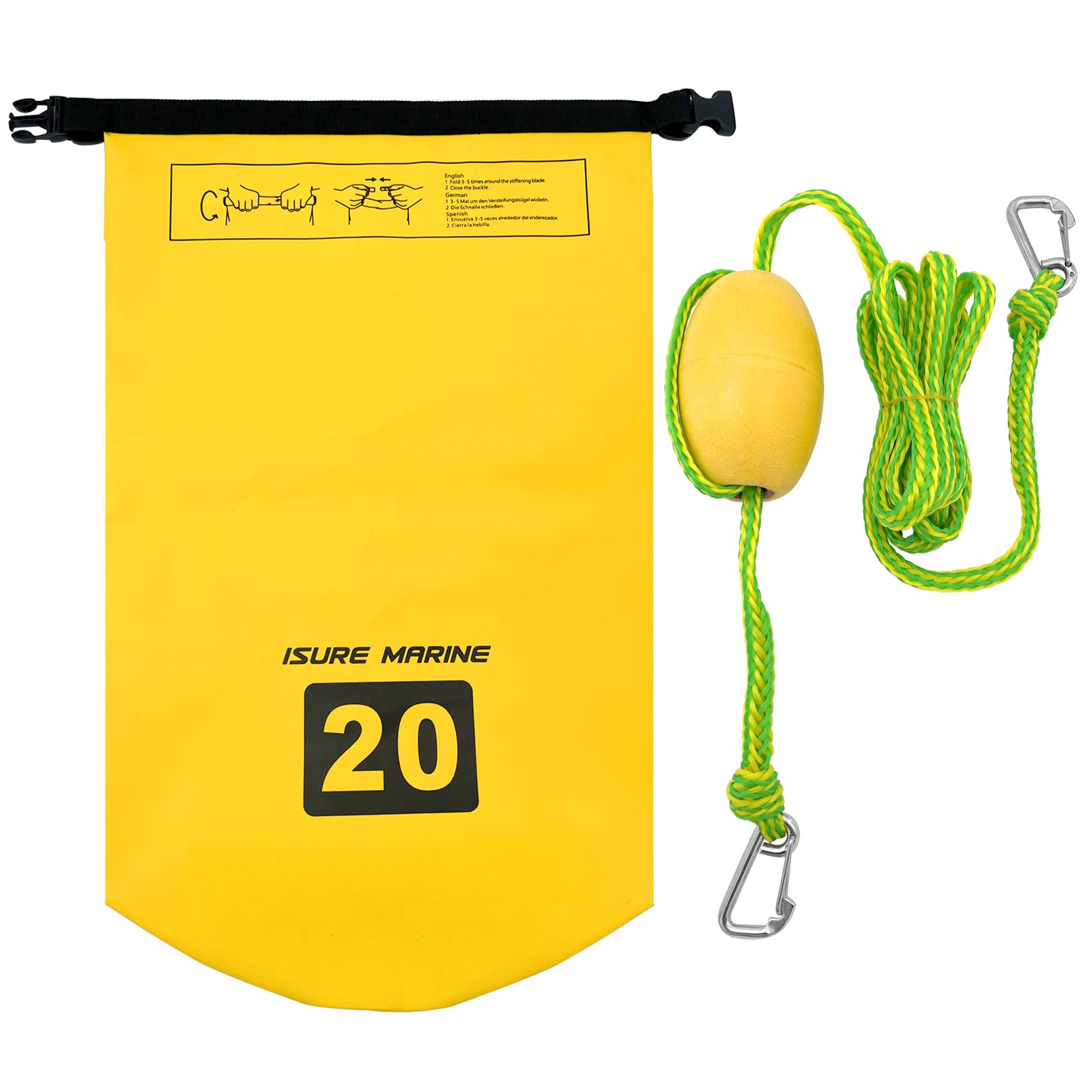 Sand Anchor System for PWC, Kayak, Small Boats - Includes Anchor Bag, Buoy,12' Line W/Snap Hook Waterproof Bag Set