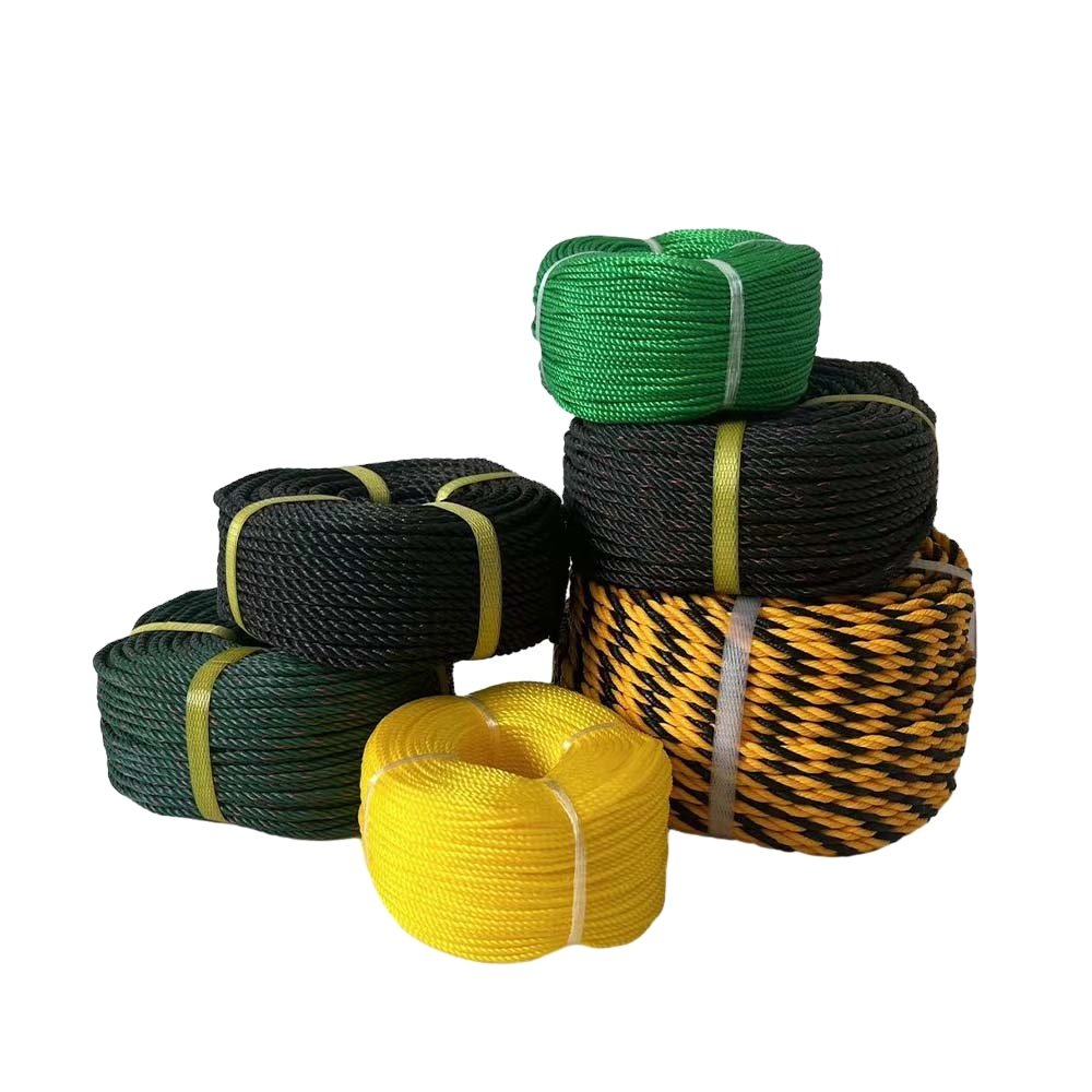 High Tensile 3 Strands 4 Strands Twisted Polypropylene Fiber Marine Fishing PE Nylon Rope PP Danline for Packaging