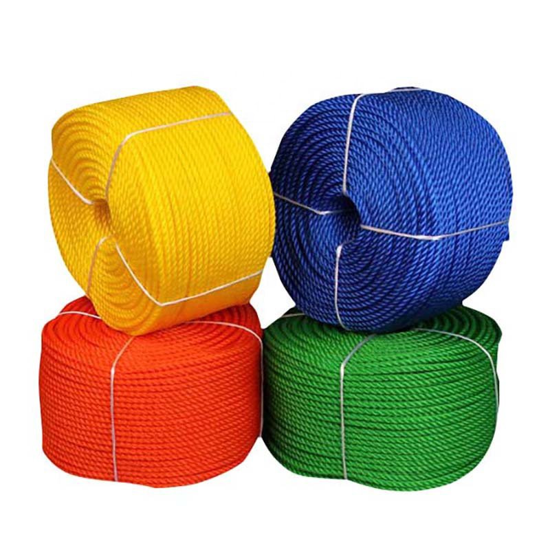 High Tensile 3 Strands 4 Strands Twisted Polypropylene Fiber Marine Fishing PE Nylon Rope PP Danline for Packaging