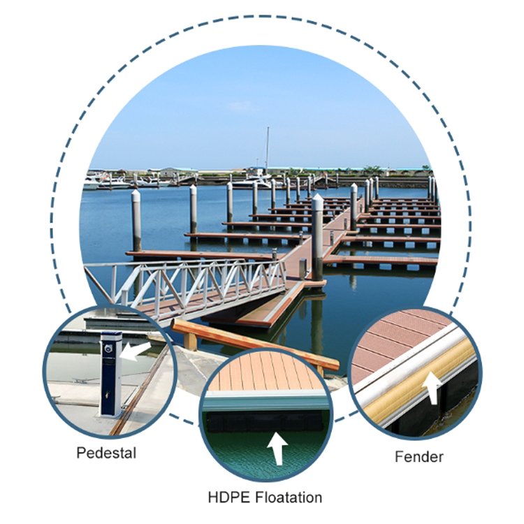 Good Price Aluminum Strong Structure Dock Pontoon Floats Plastic Pontoon with Pedestal