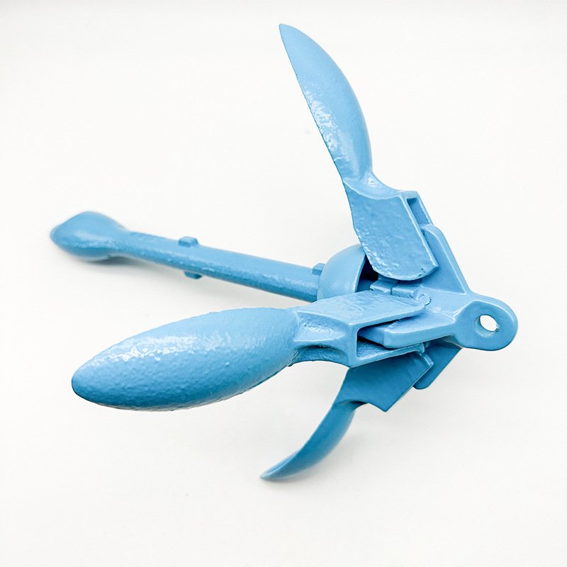 Marine Cast 3.5lb 1.5KG Ship Docking Boat Carbon Steel Yacht Blue Coating Folding Grapnel Anchor