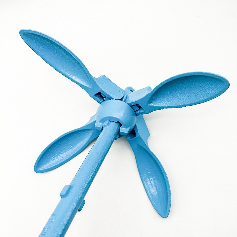 Marine Cast 3.5lb 1.5KG Ship Docking Boat Carbon Steel Yacht Blue Coating Folding Grapnel Anchor