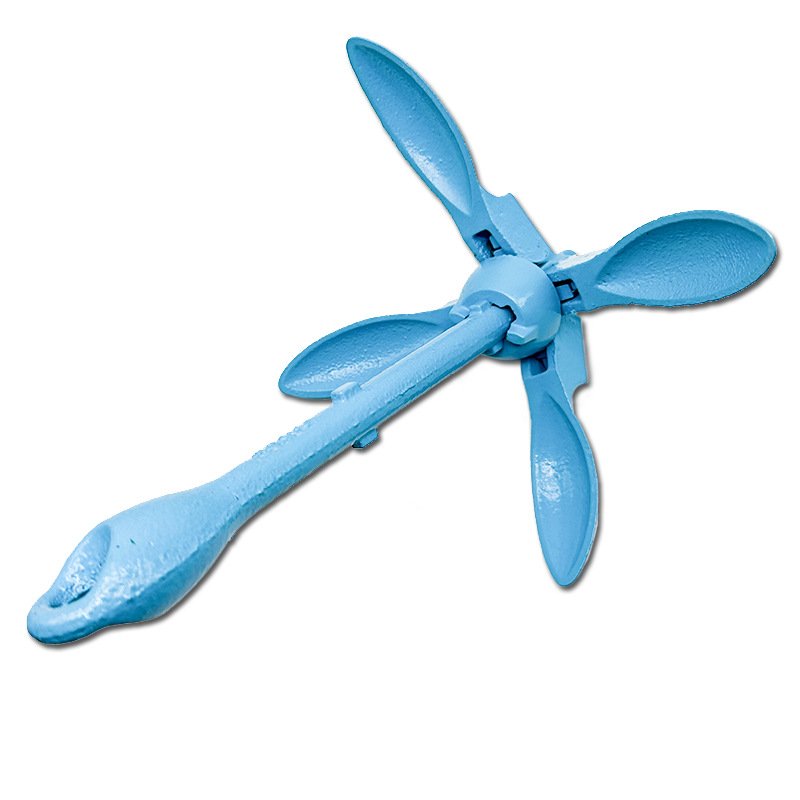 Marine Cast 3.5lb 1.5KG Ship Docking Boat Carbon Steel Yacht Blue Coating Folding Grapnel Anchor