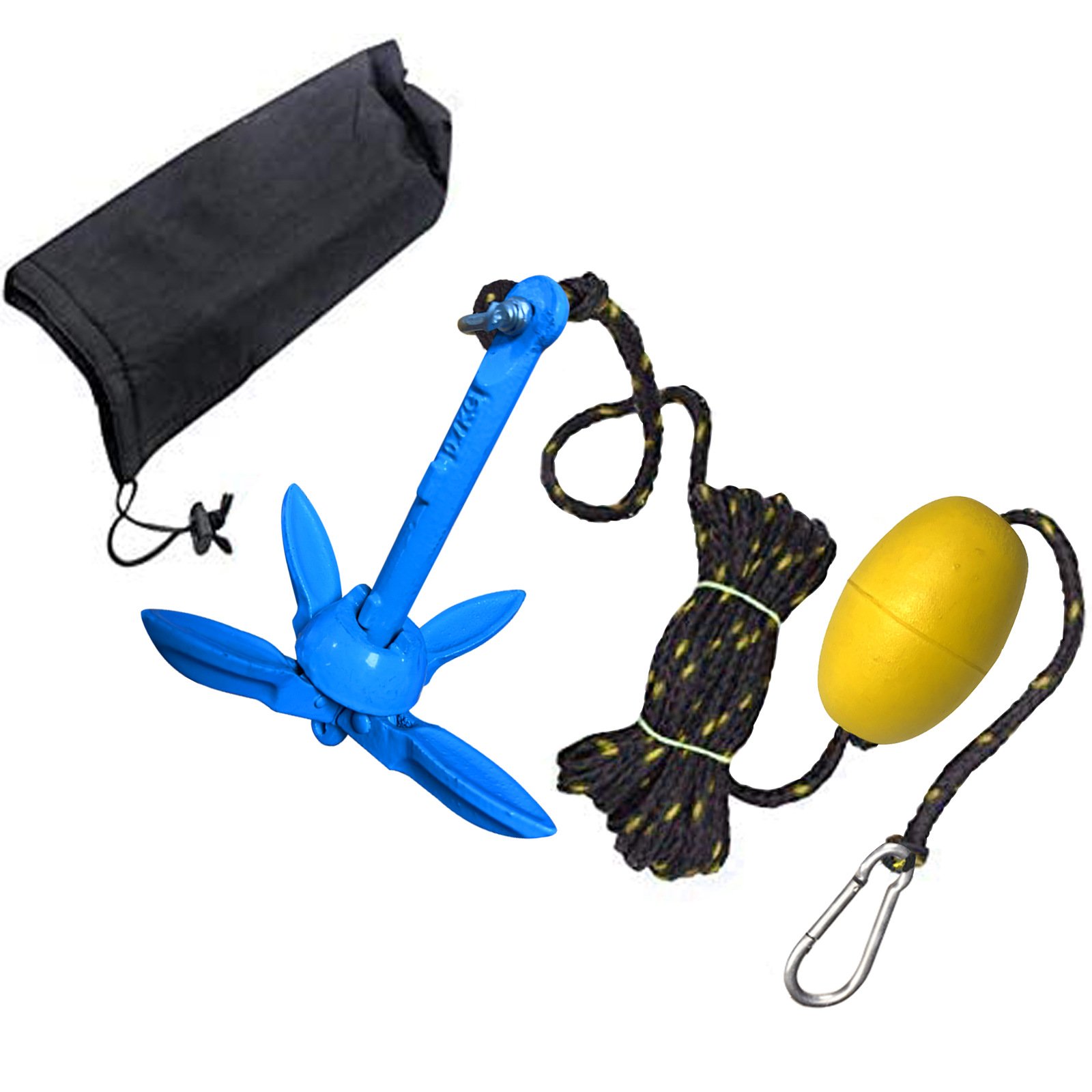 Marine Cast 3.5lb 1.5KG Ship Docking Boat Carbon Steel Yacht Blue Coating Folding Grapnel Anchor