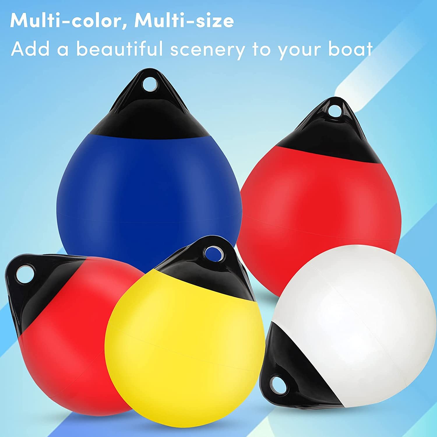 BOSKET Pair of Boat Fenders Ball Round Anchor Buoy, Dock Bumper Ball Inflatable Vinyl Shield Protection Marine Mooring Buoys