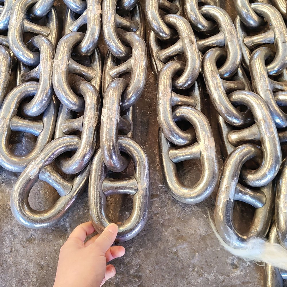 Black Painted U2 U3 Standard Welded Steel Ship 22mm Marine Stud Link Anchor Chain