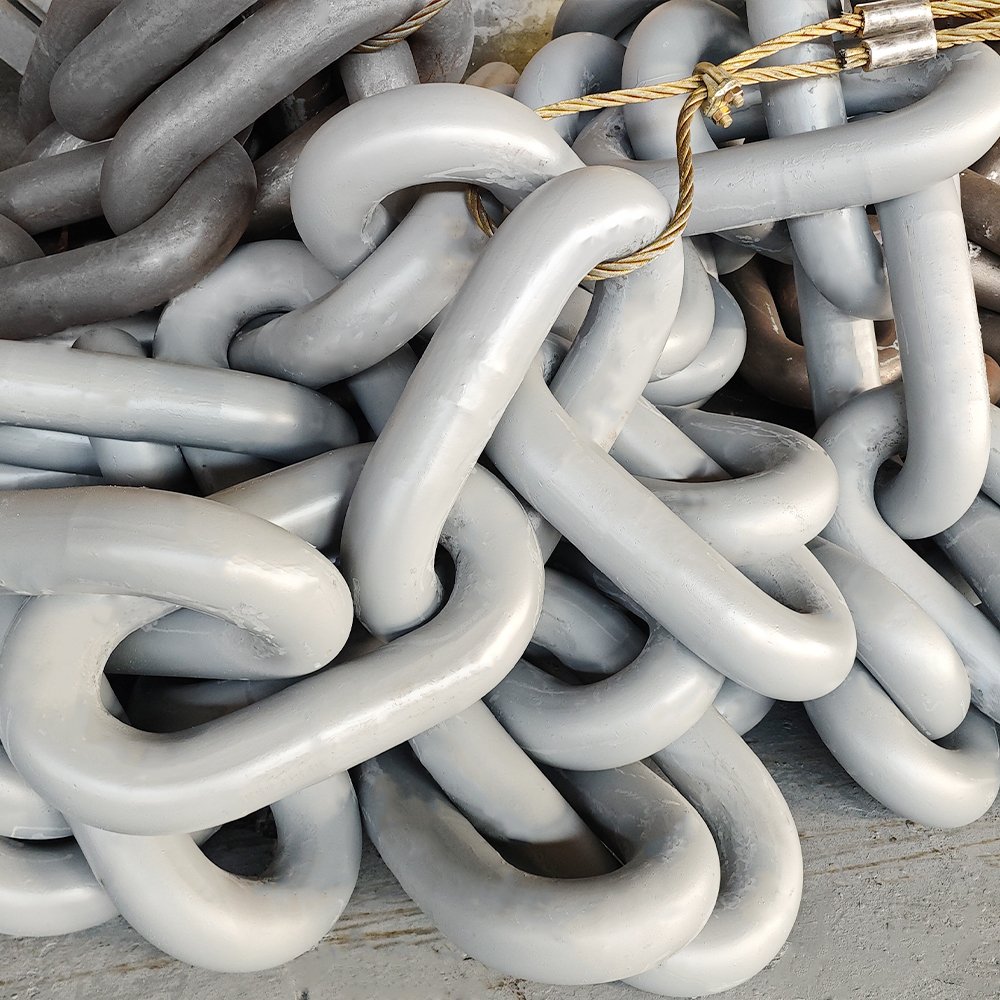 Black Painted U2 U3 Standard Welded Steel Ship 22mm Marine Stud Link Anchor Chain