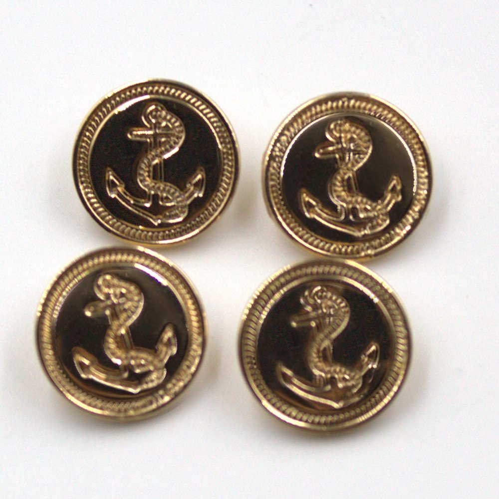 Metal Zinc Alloy Shank Round Button Gold Boat Anchor Sewing Button