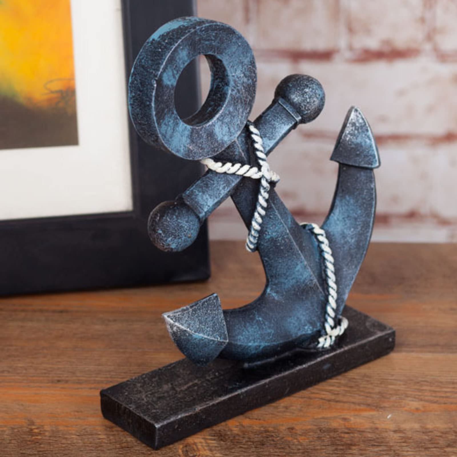 Vintage Nautical Anchor Figurine Resin Boat Anchor Status Sculptures Anchor Model Statue Ornament for Home Garden Tabletop