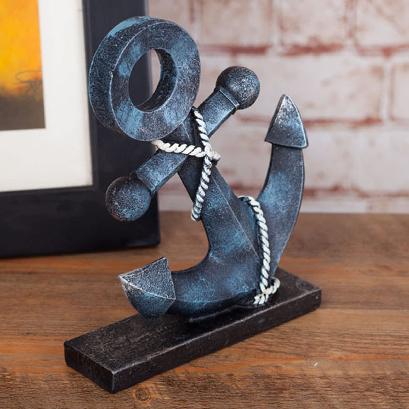 Vintage Nautical Anchor Figurine Resin Boat Anchor Status Sculptures Anchor Model Statue Ornament for Home Garden Tabletop