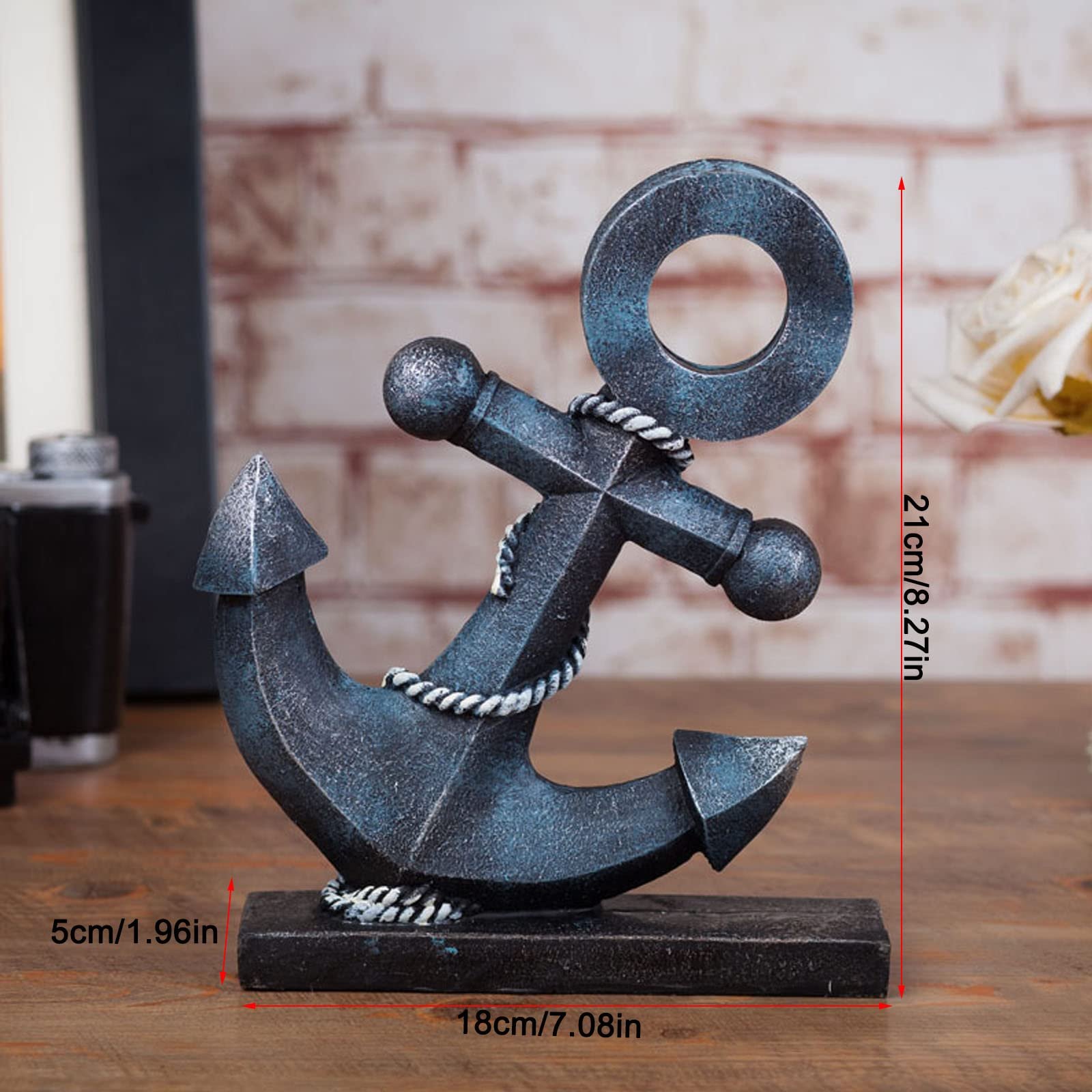 Vintage Nautical Anchor Figurine Resin Boat Anchor Status Sculptures Anchor Model Statue Ornament for Home Garden Tabletop