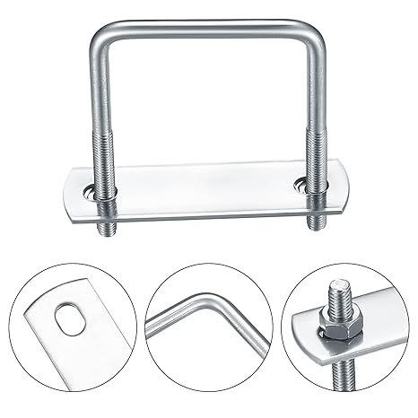 Square U-Bolt Stainless Steel U Clamp Bolts with Nuts and Frame Plates Sturdy for Boat Trailer Automobiles Trailer Ski Boat