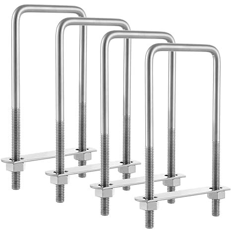 Square U-Bolt Stainless Steel U Clamp Bolts with Nuts and Frame Plates Sturdy for Boat Trailer Automobiles Trailer Ski Boat