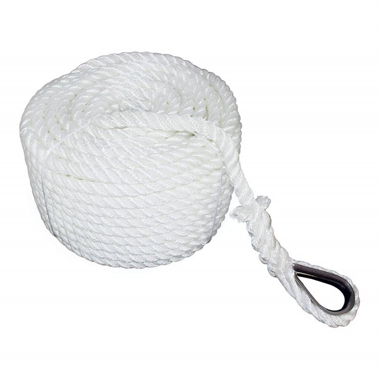 RIOOP ROPE Factory Price 3 Strands Twisted Nylon Polyester Anchor Cord Dock Line Marine Rope for Boat Mooring Yachting