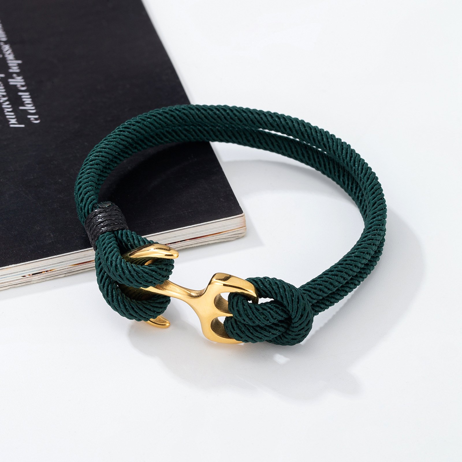 Best Selling Men's Outdoor Camping Gold Plated Stainless Steel Boat Anchor Umbrella Rope Bracelet Couple Milan Rope Bracelet