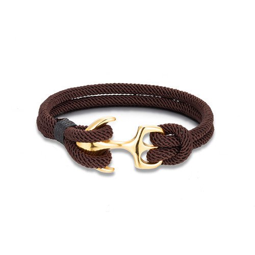 Best Selling Men's Outdoor Camping Gold Plated Stainless Steel Boat Anchor Umbrella Rope Bracelet Couple Milan Rope Bracelet
