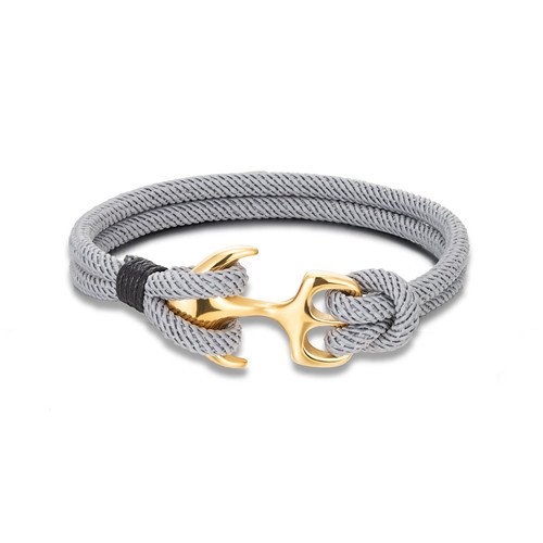 Best Selling Men's Outdoor Camping Gold Plated Stainless Steel Boat Anchor Umbrella Rope Bracelet Couple Milan Rope Bracelet