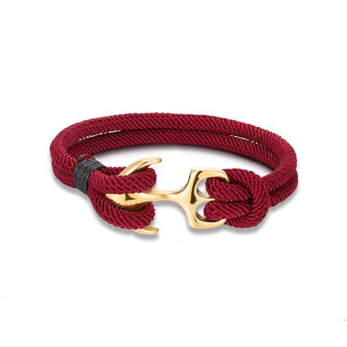 Best Selling Men's Outdoor Camping Gold Plated Stainless Steel Boat Anchor Umbrella Rope Bracelet Couple Milan Rope Bracelet