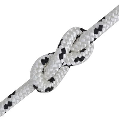 White and Black Blue 12 14 16 18 mm * 200 220 m Braided Polyester Rope for Yacht Halyard , Low Elongation, Fishing Trawling