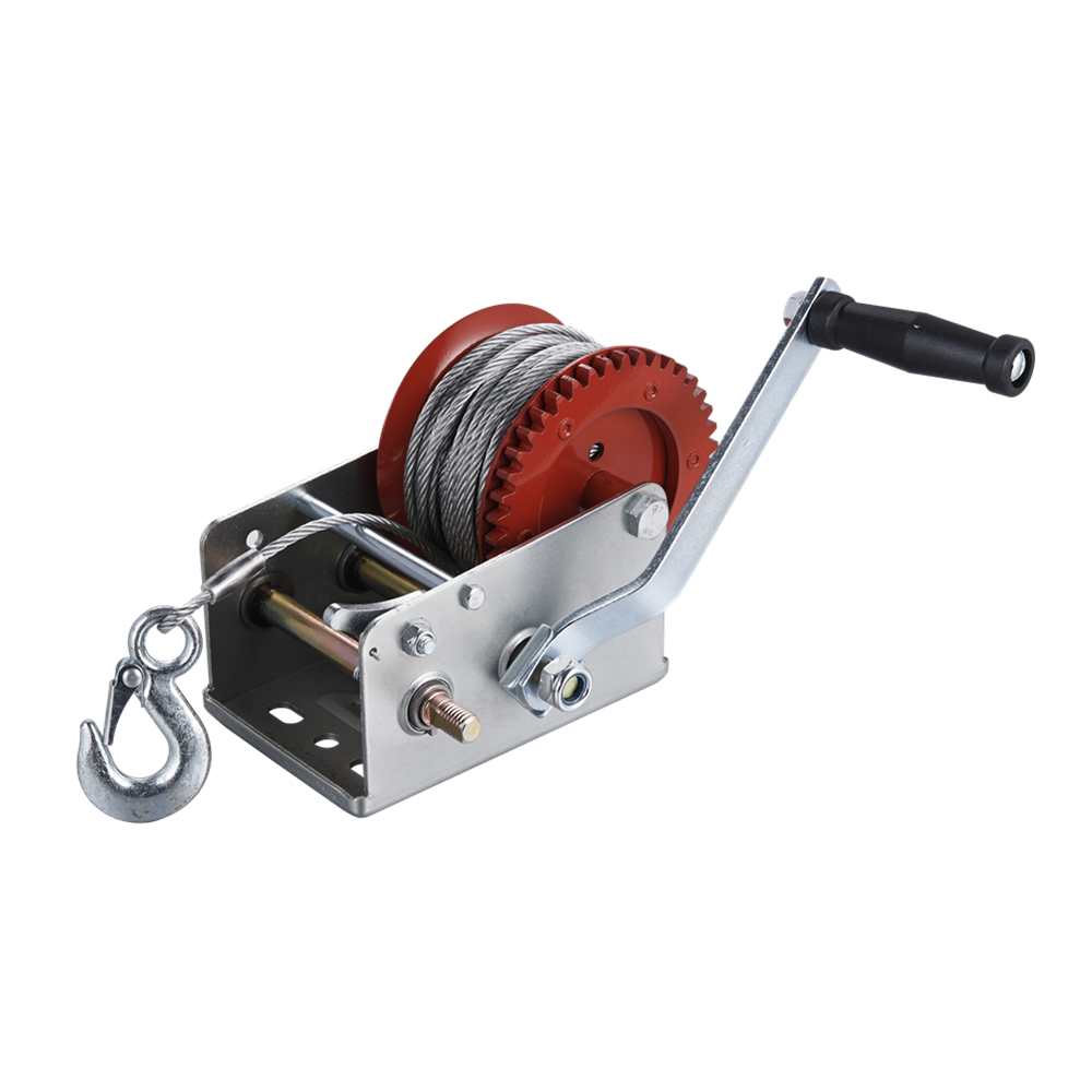 China Producer 2500LB Manual Hand Winch Hand Crank Boat With Wire Rope Portable Cable Pulling Winch Anchor Winch