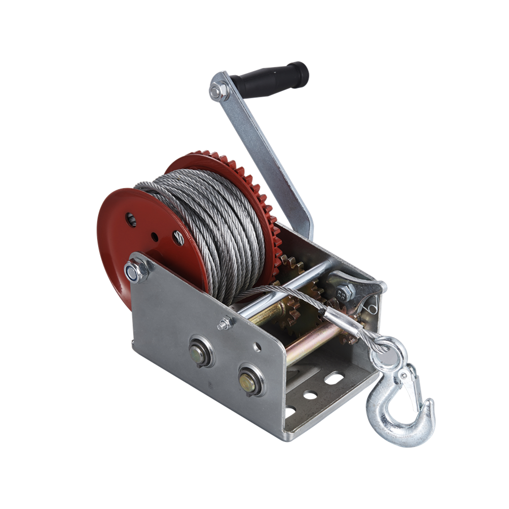 China Producer 2500LB Manual Hand Winch Hand Crank Boat With Wire Rope Portable Cable Pulling Winch Anchor Winch
