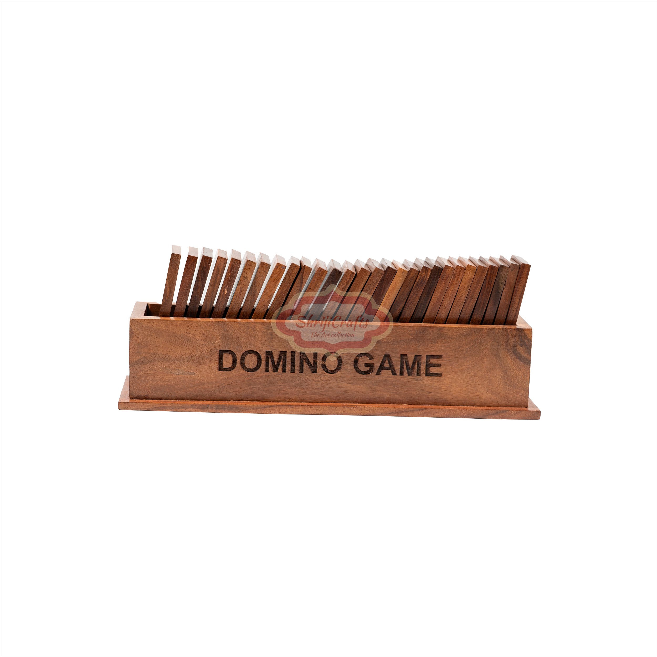 Shriji Crafts Handcrafted Wooden Domino Set Anchor Design with Open Boat Tray Unique Educational Game Pieces