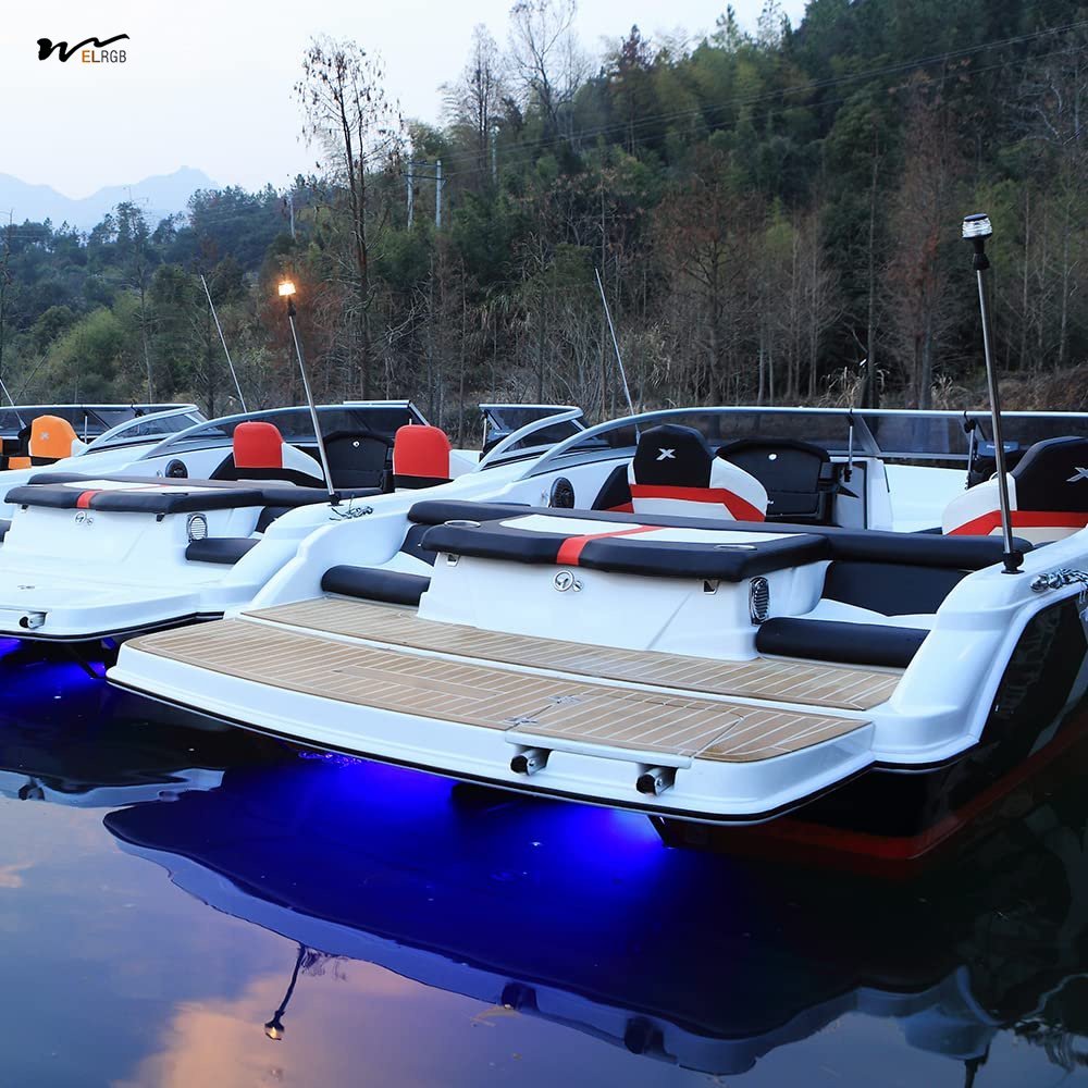 Marine Boat Lights, Dual-Color Underwater Lights, 42LED Blue & White, One Button Control Color Level IP68 Waterproof Light