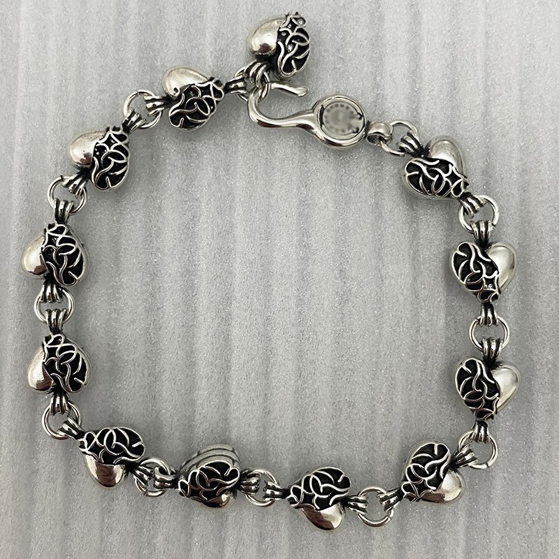Bracelet Chrome Sword Boat Anchor Cross Heart Flower Men and Women love Hand Decoration Retro Couple Thick Bracelet Jewelry