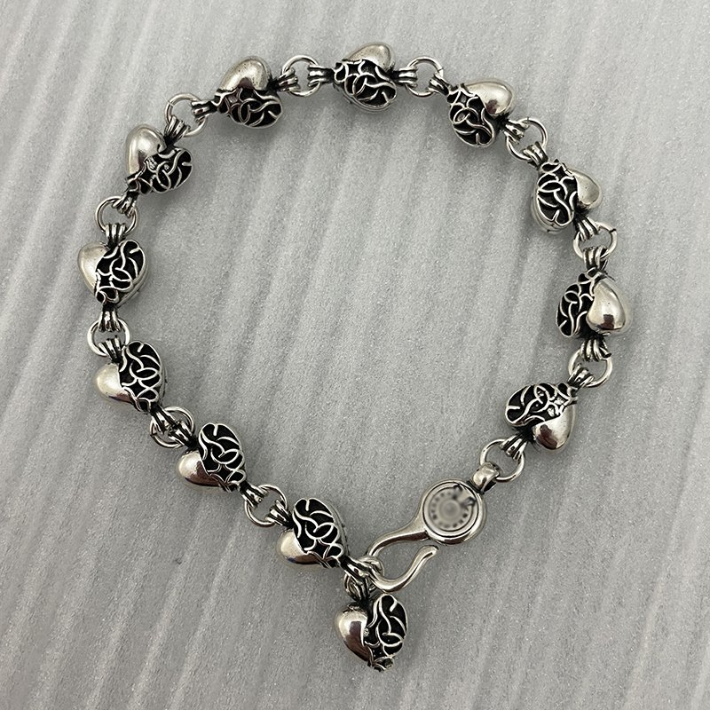 Bracelet Chrome Sword Boat Anchor Cross Heart Flower Men and Women love Hand Decoration Retro Couple Thick Bracelet Jewelry