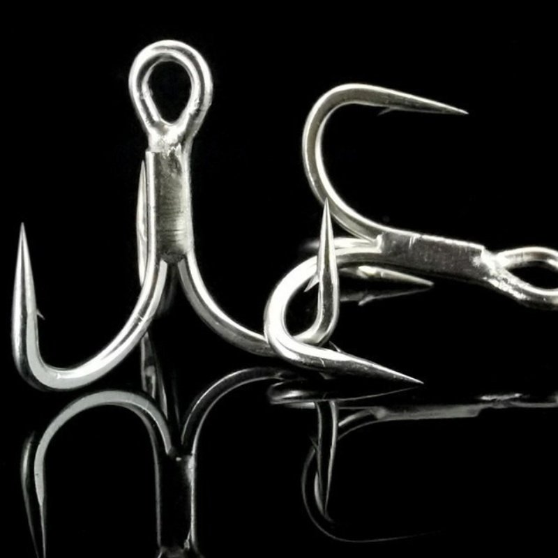 High Carbon Jig Fishing Treble Hooks Barbed Stainless Steel Fishhook with Reinforced Anchor for River Positioning