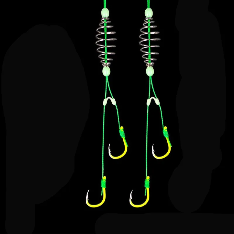 5 Pcs/Set Double Hook Fishing Line Stainless Steel Barbed Carp Hooks Bait Feeder Spring Fish Hook Tools Accessories Fishing