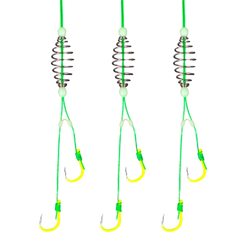 5 Pcs/Set Double Hook Fishing Line Stainless Steel Barbed Carp Hooks Bait Feeder Spring Fish Hook Tools Accessories Fishing