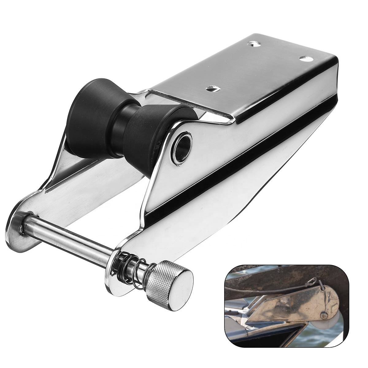 Boat Bow Anchor Rubber Roller 316 Stainless Steel for Fixed Marine Yacht Docking Surface Polishing/Welding Pre-drilled Holes