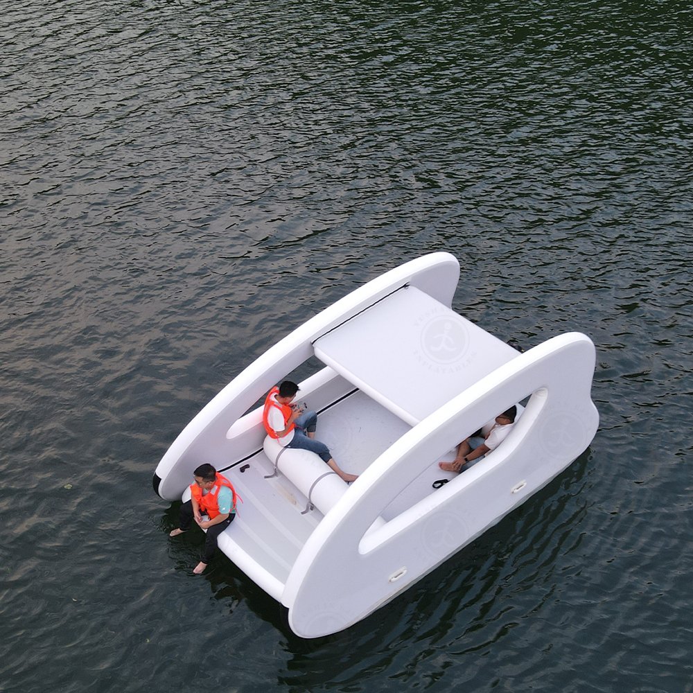 2024 Hot Sale Newly Inflatable Houseboat Portable Floating Water Platform Pontoon House Boat for Water Recreation