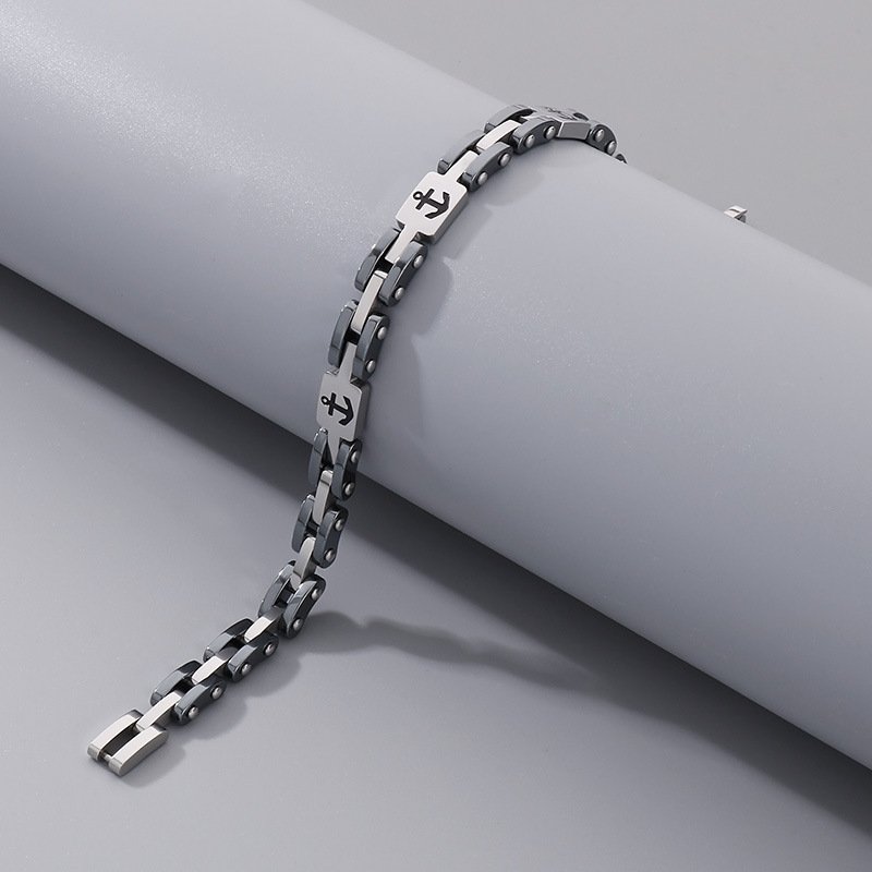 Men's Bracelet Vintage Titanium Steel Hand Chain Advanced Sense Boat Anchor Gift Personality Simple Bracelet Bangles