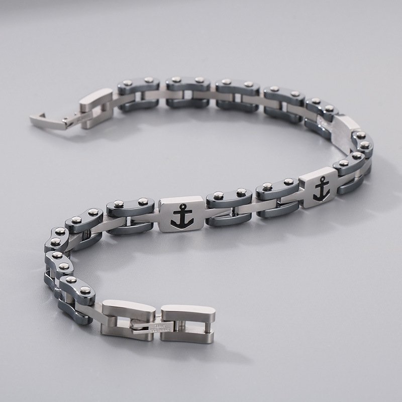 Men's Bracelet Vintage Titanium Steel Hand Chain Advanced Sense Boat Anchor Gift Personality Simple Bracelet Bangles