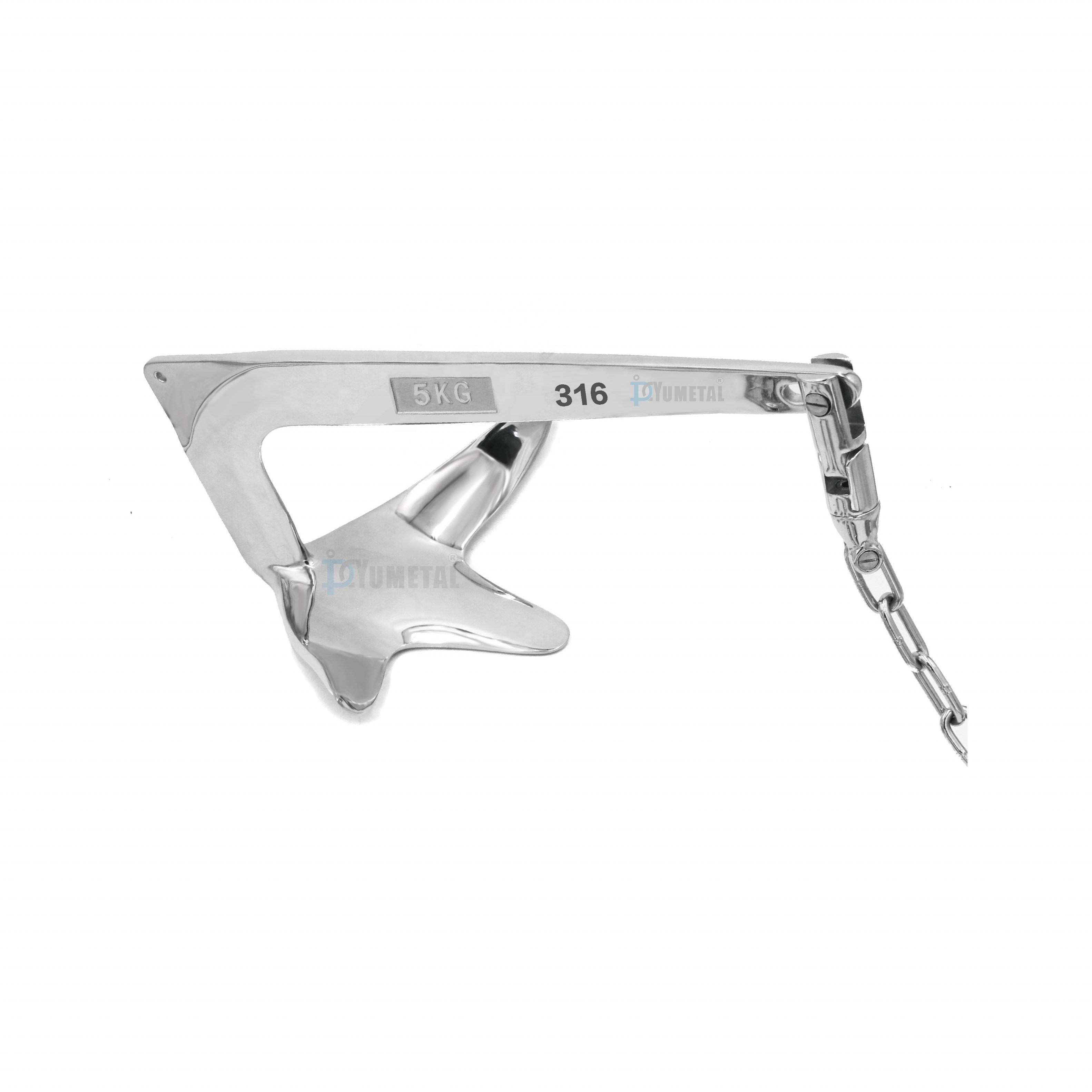 Stainless Steel 316 Bruce Anchor Mirror Polished Sea Claw Anchor Boat Anchor for Yacht Small Boat