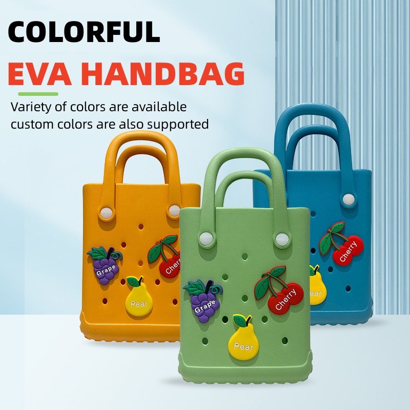 Ama-zon Hot Selling MINI Waterproof EVA FOAM Candy Tote Croc HandBag Silicone Candy Color Beach Bgg Bag