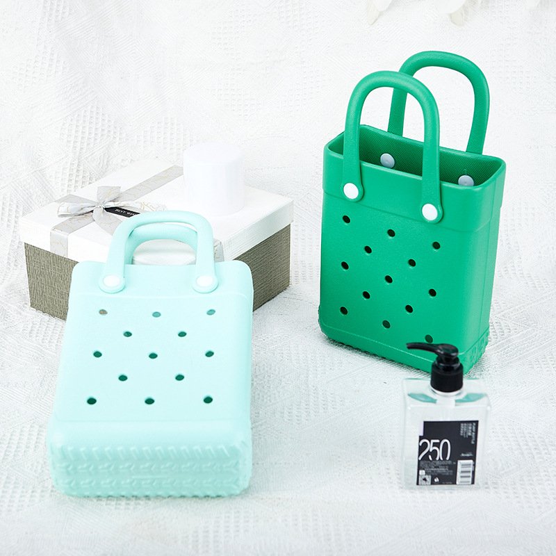 Ama-zon Hot Selling MINI Waterproof EVA FOAM Candy Tote Croc HandBag Silicone Candy Color Beach Bgg Bag