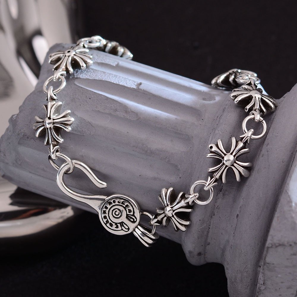 Retro Men Punk Style Boat Anchor Cross Flower Hook Bracelet Female Personality Trend All Wear High Quality Design Bracelet