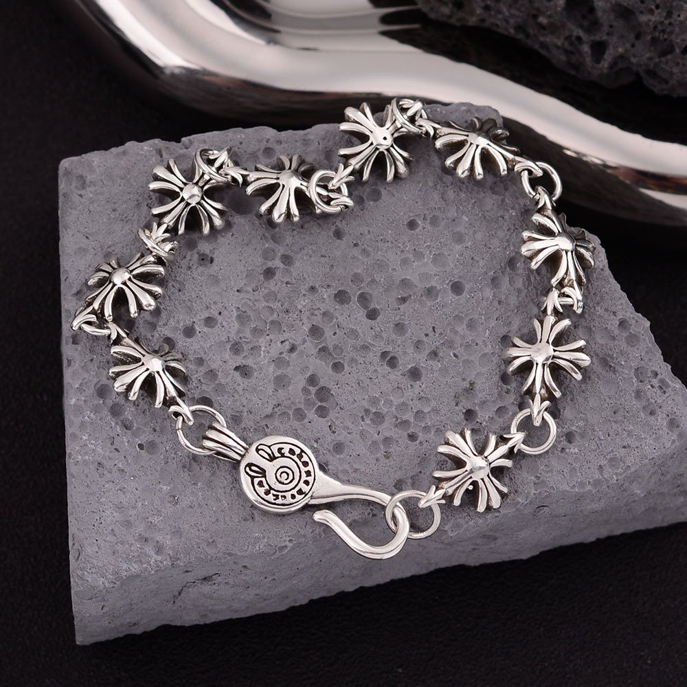 Retro Men Punk Style Boat Anchor Cross Flower Hook Bracelet Female Personality Trend All Wear High Quality Design Bracelet