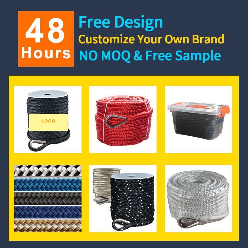 Best Selling 8 / 10 /12 /14 / 16 mm Double Braided Anchor Line Boat Accessories Marine Rope