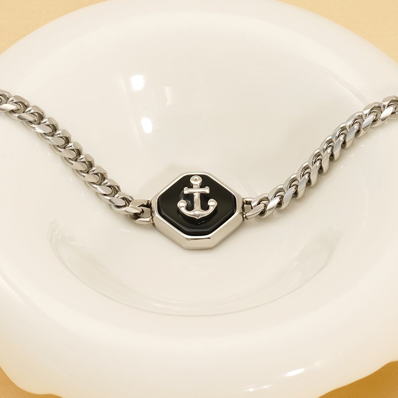 Cold Wind Cuban Chain Boat Anchor Titanium Steel Bracelet Men's and Women's Fashion Design Sense Every Hand Accessory