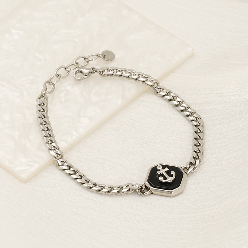 Cold Wind Cuban Chain Boat Anchor Titanium Steel Bracelet Men's and Women's Fashion Design Sense Every Hand Accessory