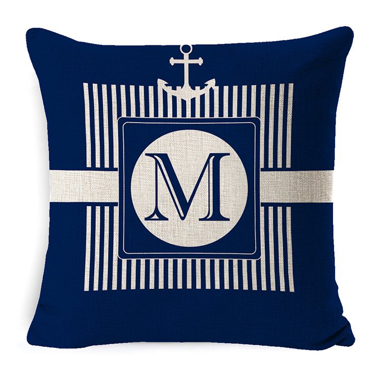 Mediterranean Style Boat Anchor Starfish Sofa Throw Pillow Case Print Linen Nautical Cushion Cover