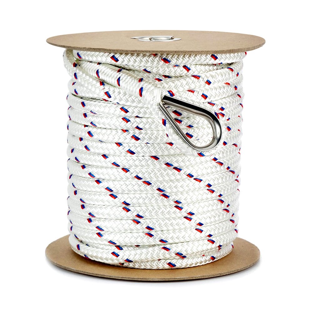 Factory 1/2 Inch X 100 FT Nylon Anchor Line with Hook Thimble 13mm*30.5m Boat Dock Rope Marine Supplies