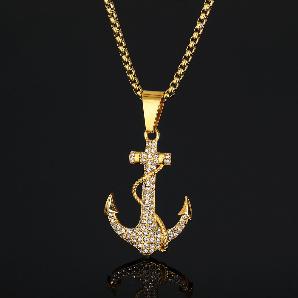 Wholesale Stainless Steel Boat Anchor Pendant Street Hip-hop Titanium Steel Men's Necklace Wholesale