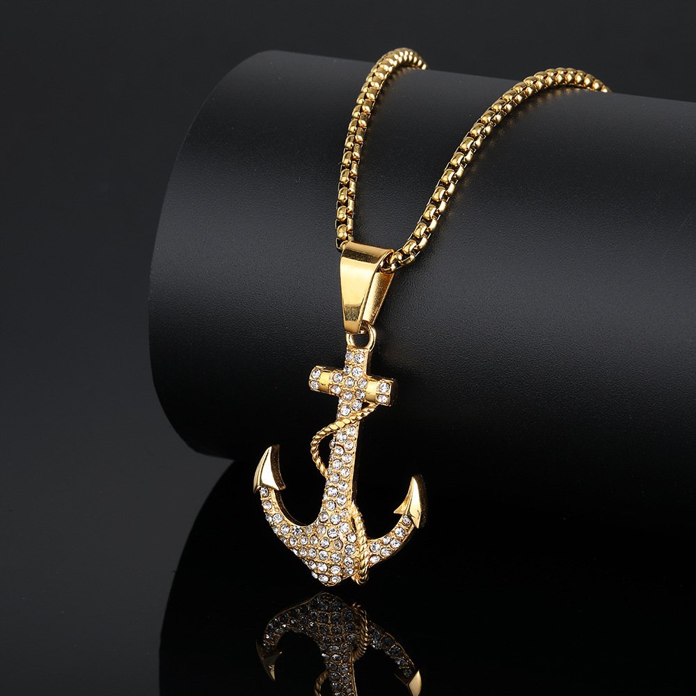 Wholesale Stainless Steel Boat Anchor Pendant Street Hip-hop Titanium Steel Men's Necklace Wholesale